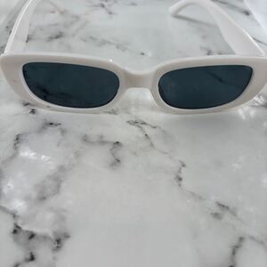 Unisex White Frame Rectangular Lens Full Rim Retro Sunglasses OS